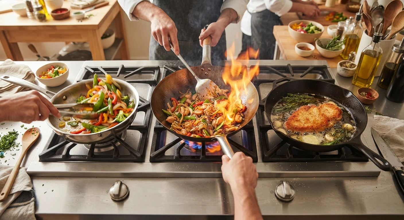 The Real Difference Between Sautéing, Stir-Frying, and Pan-Frying
